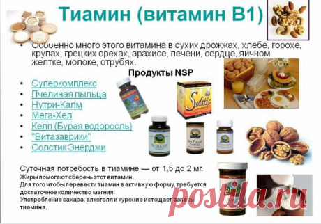 Тиамин, витамин В1 :: Основные сведенья о витаминах :: Витамины :: NSPschool