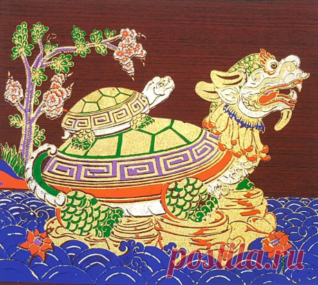 Turtle Dragon Mouth Figurine Thai Art Silk Painting Poster Print Wall Home Decor | eBay