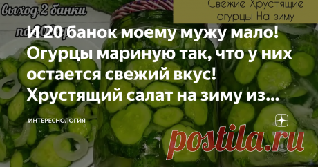 И 20 банок моему мужу мало! Огурцы мариную так, что у них остается свежий вкус! Хрустящий салат на зиму из огурцов