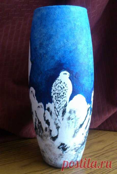 Современный декупаж стеклянной вазы - пошаговое описание как украсить вазу своими руками
