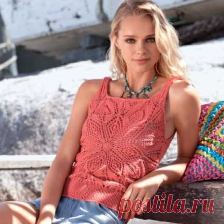 Топ с ажурным узором - схема вязания спицами. Вяжем Топы на Verena.ru