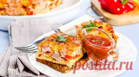 Быстро и просто: омлет с ветчиной и овощами — Вкусные рецепты