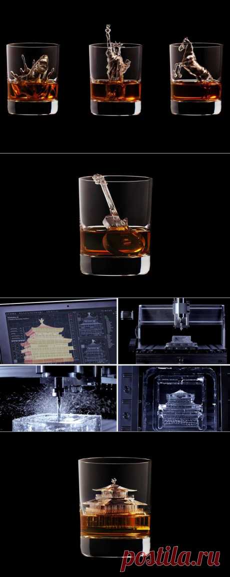 Миниатюрные 3D- ледяные скульптурки для охлаждения напитков. Специалисты одной японской компании, которая занимается производством крепких напитков, подумали и представили довольно оригинальный арт-проект, где наглядно продемонстрировали, каким образом можно успешно совмещать искусство и передовые технологии. Теперь вместо обычных и традиционных кубиков льда в напитки для их охлаждения будут добавлять изящные и миниатюрные 3D-скульптурки.