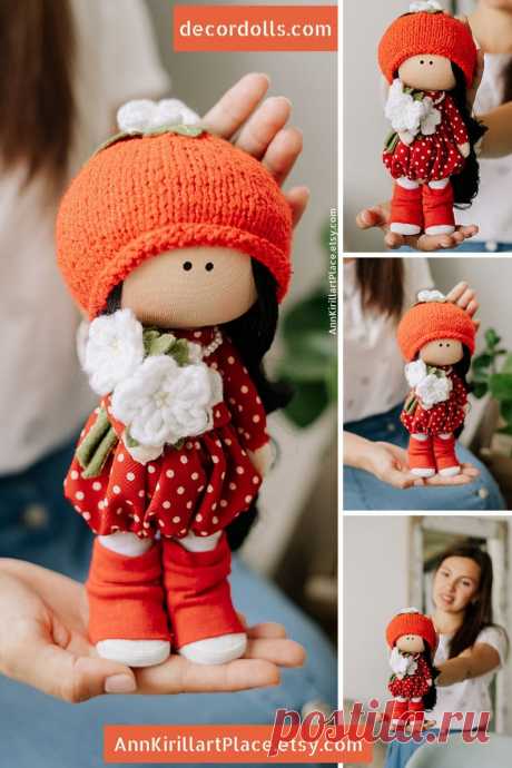 Interior Doll Nursery Doll Textile Doll Rag Doll Red Doll Art | Etsy