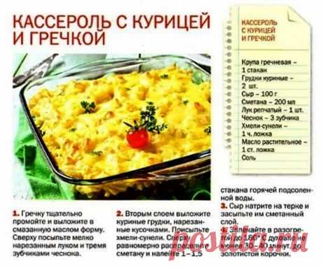 Кассероль с курицей и гречкой