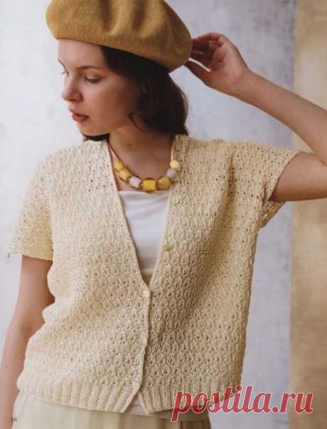 Летний жакет-безрукавка спицами. Схемы. / knittingideas.ru