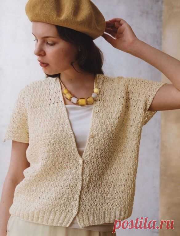 Летний жакет-безрукавка спицами. Схемы. / knittingideas.ru