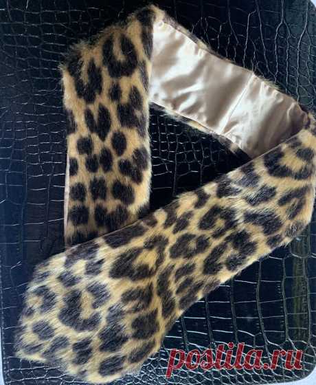 VTG Fur Collar Scarf Faux Leopard Print Satin Lining 25” Neck Wrap Handmade | eBay