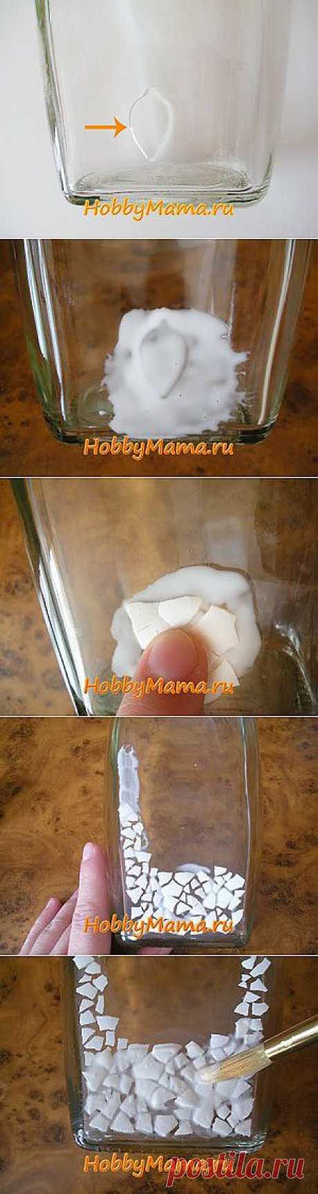 Декупаж бутылки яичной скорлупой Мастер-класс | HobbyMama