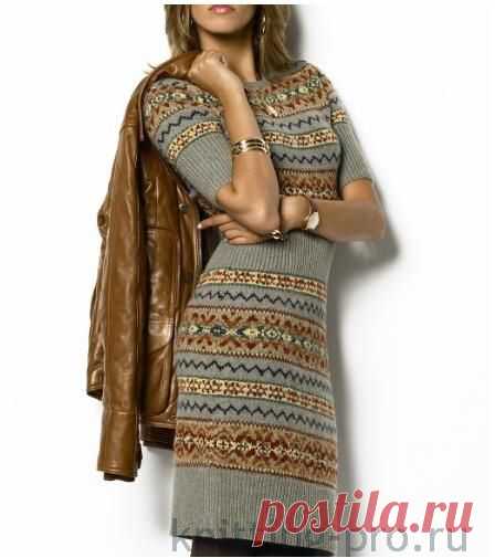 Платье с жаккардами от Ralph Lauren