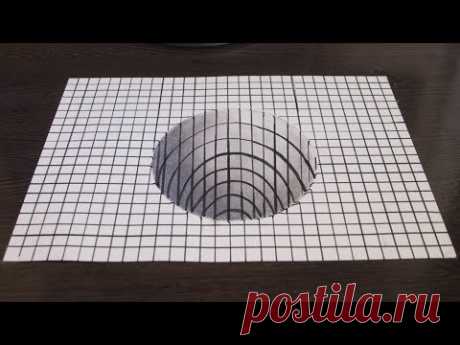 3D Рисунок Как Нарисовать 3Д Иллюзию  Drawing a Hole 3D Trick Art on Paper