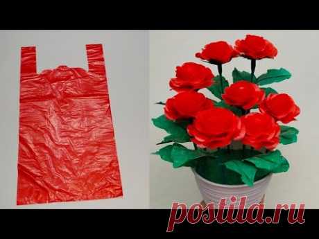Rose Flower Making with Plastic bag l Cara Membuat Bunga Mawar dari Plastik kresek l DIY Craft