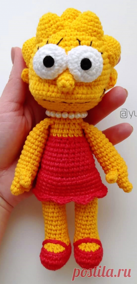 PDF Лиза Симпсон крючком. FREE crochet pattern; Аmigurumi doll patterns. Амигуруми схемы и описания на русском. Вязаные игрушки и поделки своими руками #amimore - кукла, куколка, девочка, Симпсоны, The Simpsons.