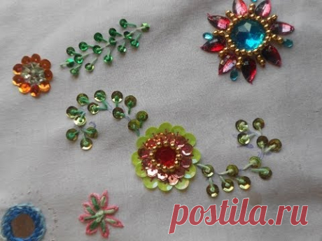HAND EMBROIDERY :Long Frenchknot( pistil stitch ) / lavangam stitch -how to sequin Tutorial