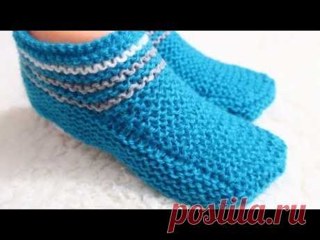 СЛЕДКИ НА 2 СПИЦАХ. САМЫЕ ПРОСТЫЕ./how to knitting slippers