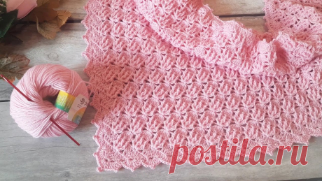 Бактус (шаль) "Чаровница" крючком. Видео МК. / knittingideas.ru