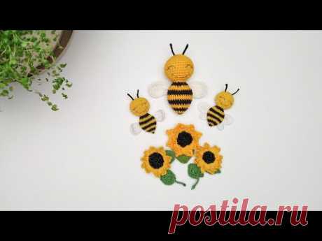 Вязаная крючком брошка пчёлка/crochet brooch bee