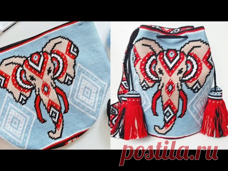 Сумка Мочила. Часть 2: Боковая часть - Схема, Процесс вязания / Mochila bag. Part 2: Side