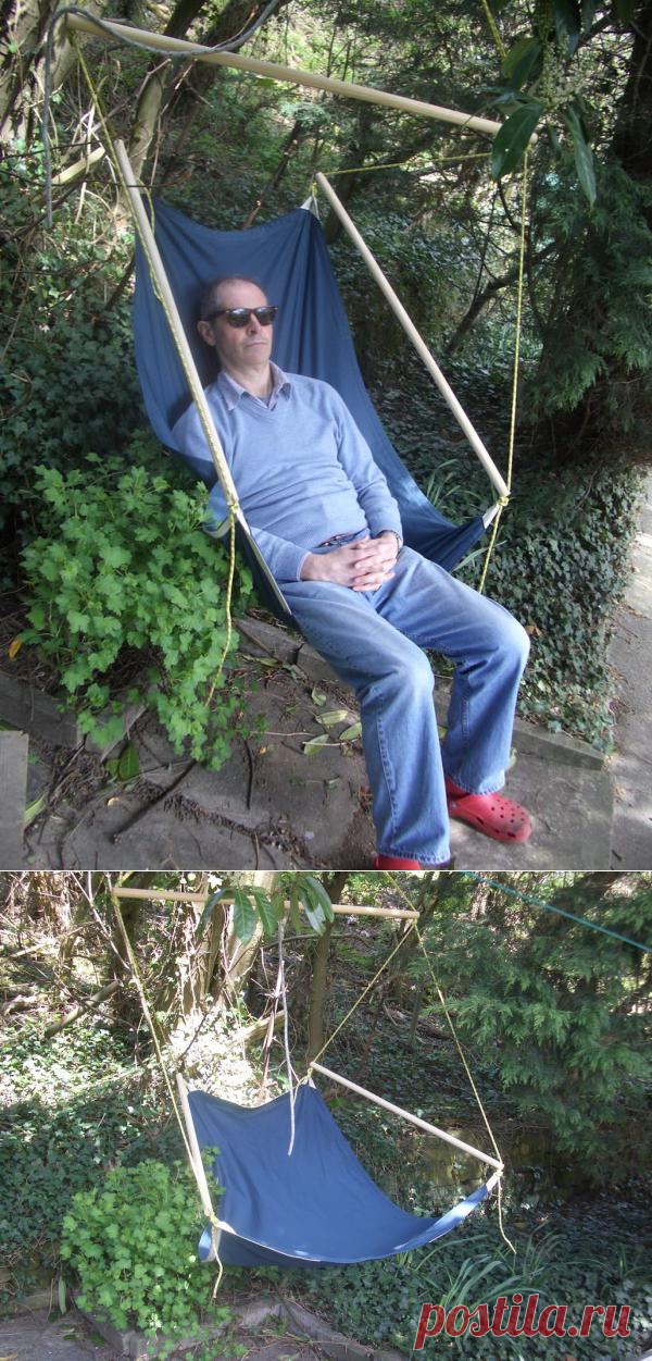 Вот такое вот подвесное садовое кресло-качалка. Хоть и написано на англ.яз., но там по картинкам буквально каждый шаг без слов понятен.