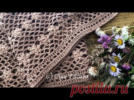 How to Crochet Lacy Summer Scarf with Flowers, Summer Wildflowers Scarf, Crochet Video Tutorial
