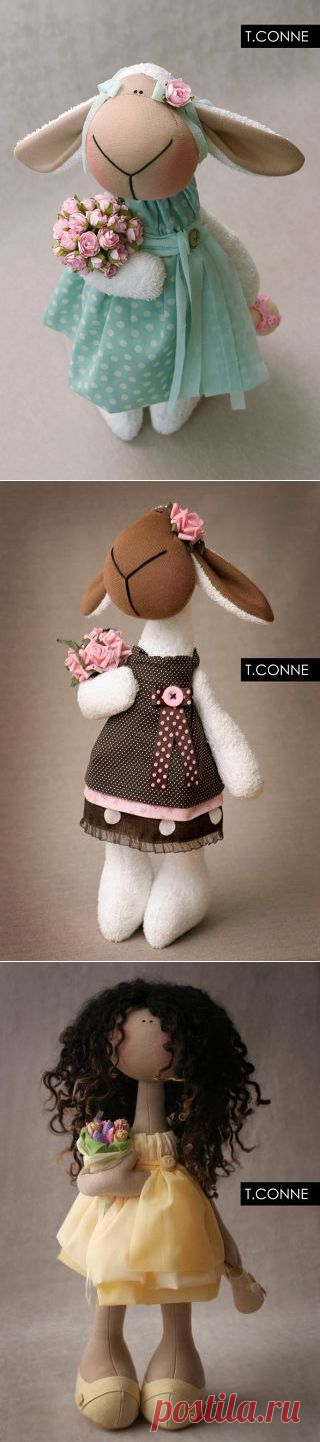 Текстильные игрушки Татьяны Коннэ: овечка и кукла. Выкройки