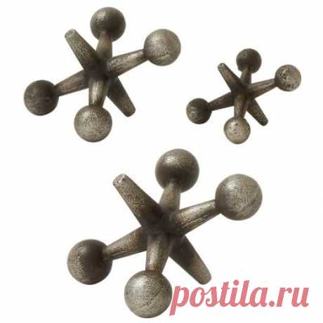 Ridge Road Décor Modern Jacks (Set of 3) | Bed Bath & Beyond Add a whimsical touch to your home with the Metal Jacks by Ridge Road Decor. This classic game of jacks effortlessly brings modern style to your tabletops or shelves. Made from iron with a silver and bronze finish.