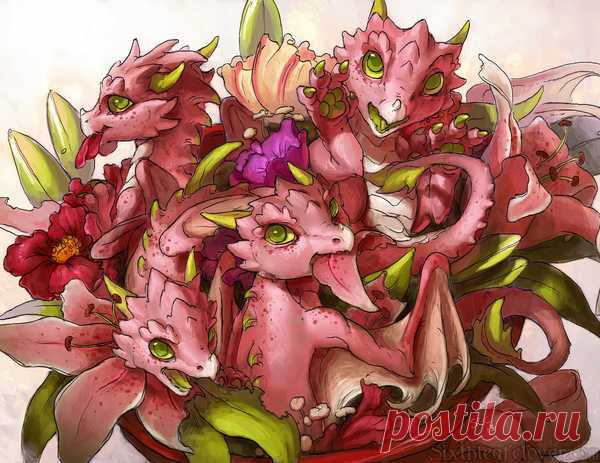 Flower Dragon Bouquet A bouquet of flower dragon whelps will surprise anyone for any occasion!