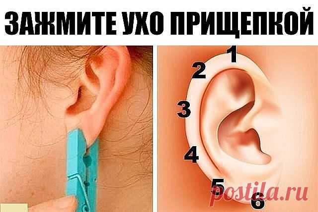 Зажмите ухо прищепкой на 5 секунд. Эффект будет неожиданным!