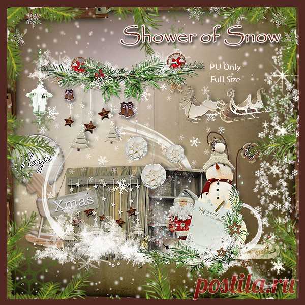 Новогодне - Рождественский скрап-набор «Shower of Snow»