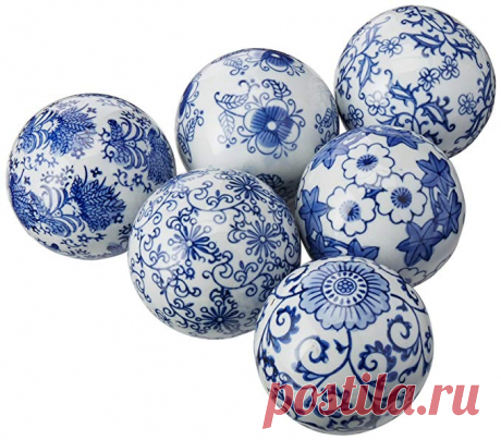 Amazon.com: Oriental Furniture 3" Blue & White Decorative Porcelain Ball Set(B): Home & Kitchen