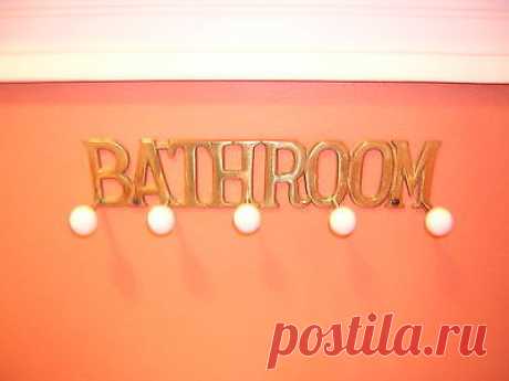 Vintage Brass and Porcelain Bathroom Towel Hook and Holder Sign | eBay