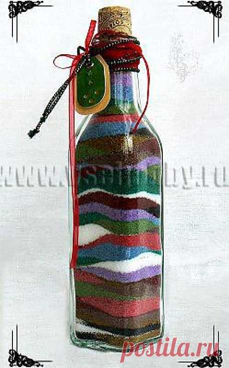 Декоративная бутылка с цветной солью своими руками мастер-класс
