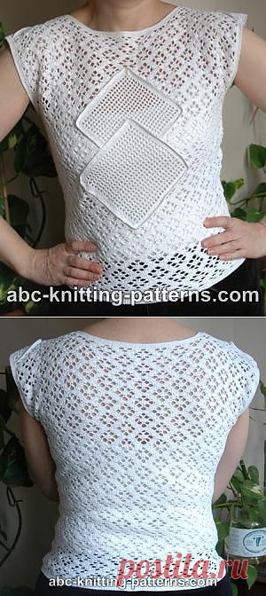 ABC Knitting Patterns - Lace Summer Top with Filet Inserts.