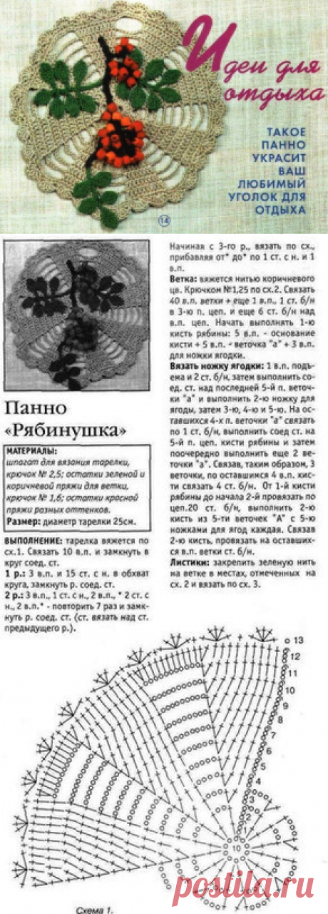 Панно &quot;Рябинушка&quot; (схема и описание):