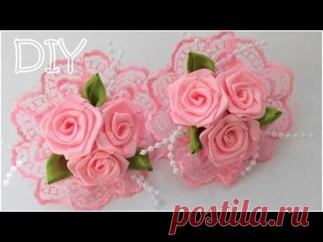 🌺 Резинки с Розами Своими Руками / Розы из Атласных Лент / Roses of Satin Ribbons