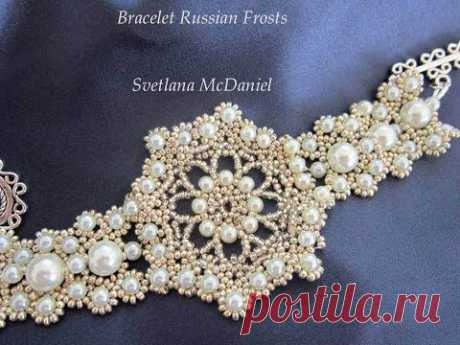 Видео мастер-класс: Beaded Bracelet Russian Frosts. Браслет из бисера Русские Морозы - YouTube - Бисероплетение