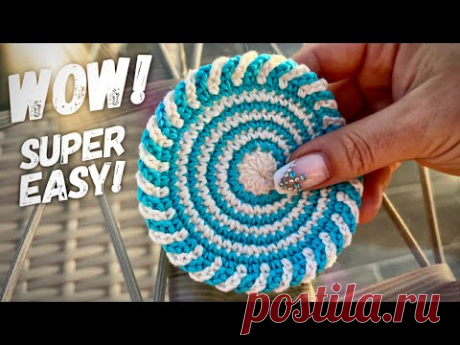 SUPER EASY CROCHET PATTERN! 🌀 🌀🌀 Самая красивая простая подставка крючком! МК!