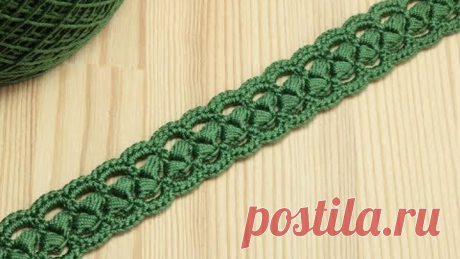 Вязание крючком ленточного кружева на основе шнура из пышных столбиков Crochet