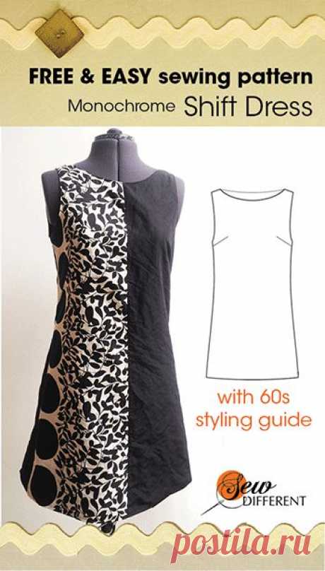 SEWING PROJECTS - Monochrome shift dress - free sewing pattern