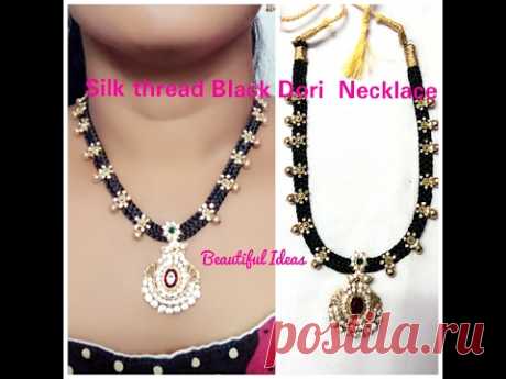 DIY / How to Make Silk Thread Black Dori Necklace at Home../Bridal Black Dori Necklace ..