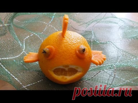 украшение стола рыбка из апельсина - YouTube