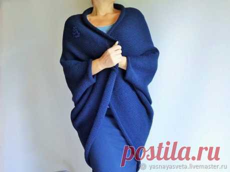Beautiful Knitted Fashionable Blue Cardigan Cocoon, One size Elegant Crocheted Sweater, Oversize Pullover, Autumn Women Clothing Merino 100% Beautiful, Knitted. Fashionable, Blue Cardigan, Cocoon, One size, Elegant Crocheted, Sweater, Oversize Pullover, Autumn, Women Clothing, Merino 100%  Model of Sveta Yasnaya Cardigan knitted Merino 100% in stock. The most frequently ordered color is dark blue. Separately about the yarn, it is a very