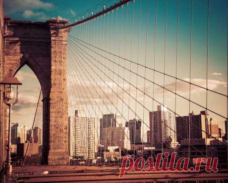 Скачать обои нью-йорк, new york city, бруклинский мост, раздел город в разрешении 1280x1024