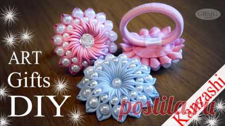 Канзаши. Красивая Art резинка для волос и брошь. Рукоделие. МК. DIY. Hand Made. Art. Kanzashi. - скачать, слушать,  720p HD, 1080p Full HD, 4K бесплатно