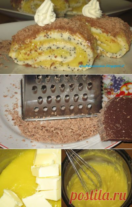 МАКОВЫЙ РУЛЕТ С ЗАВАРНЫМ КРЕМОМ.