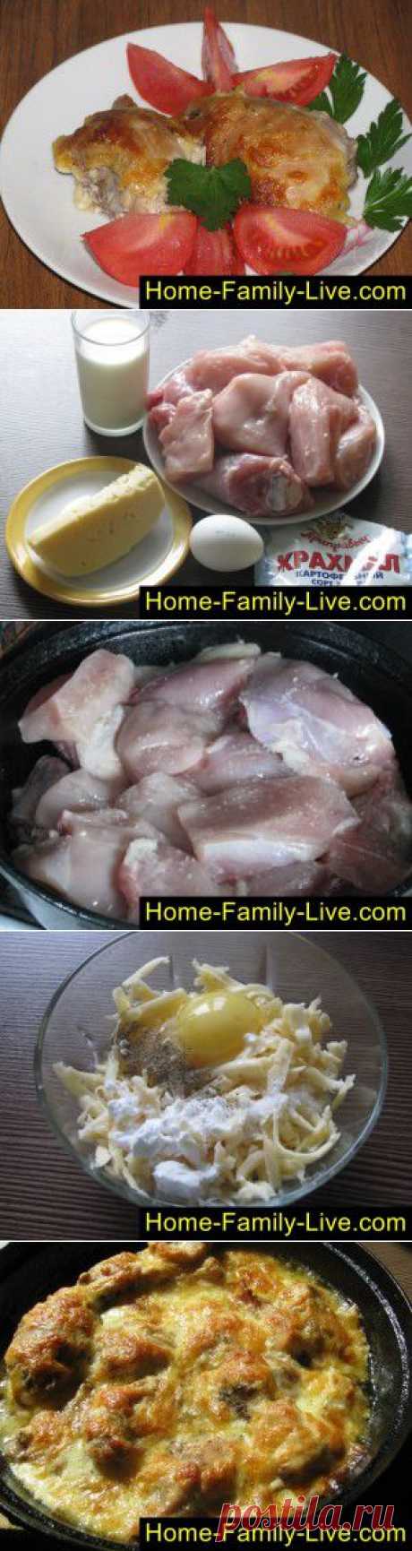 Курица под сыром - пошаговый фоторецепт - запеченная курица в сырном с
