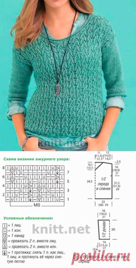 Ажурный пуловер с короткими рукавами | knitt.net | Все о вязании