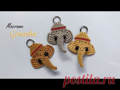 Macrame keychain tutorial: Macrame Ganesha Small Keychain - How to make macrame ganesha - YouTube