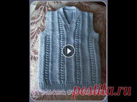 Жилет спицами. Vest knitting Вяжем спицами жилет с вырезом горловины мысиком. Рассмотрим один из вариантов вывязывания мысика, когда планка идет вместе с полотном передней части ж...