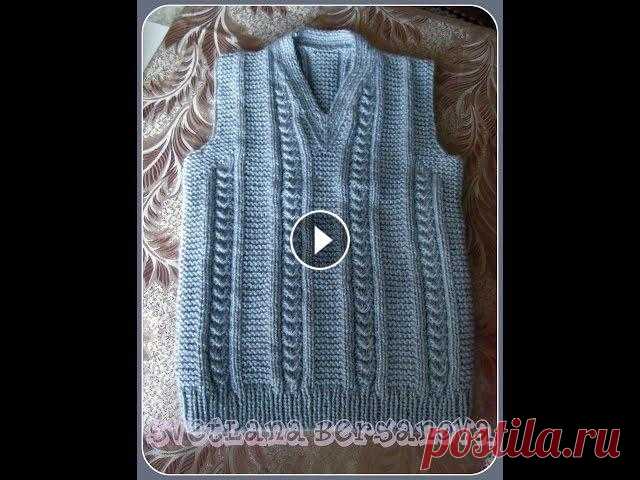 Жилет спицами. Vest knitting Вяжем спицами жилет с вырезом горловины мысиком. Рассмотрим один из вариантов вывязывания мысика, когда планка идет вместе с полотном передней части ж...
